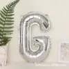 Balão de Letra de Filme de Alumínio 16 polegadas Decoração de Festa de Aniversário Infantil Balão de Letra Dourado Prateado de Folha de Alumínio