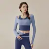 Conjunto de Yoga para Mujer Nuevo Bloque de Color Cintura Pantalones de Yoga Falso Dos Piezas Manga Larga Superior Profesional Pilates Ropa de Fitness Otoño