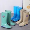 Botas impermeables engrosadas, botas de lluvia de caña alta para mujer, forradas y cálidas para invierno, altura hasta la pantorrilla, antideslizantes, botas de goma para hombre, botas de lluvia para días lluviosos