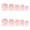 Uñas Portátiles Rosa Pastel Estilo Francés Sencillas, Uñas Postizas Cuadradas Cortas, Arte de Uñas Popular Transfronterizo, Uñas Falsas