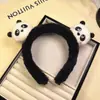 Outono e Inverno fofo bola de pelo faixa de cabelo para lavar o rosto desenho animado doce pequeno panda tiara máscara de maquiagem grampo de cabelo acessórios de cabelo para menina