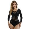 Comercio Exterior Transfronterizo Body Transparente de Manga Larga con Diamantes Calientes Sexy Tentación de No Quitarse Ropa Sexy de Malla