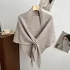 Xale de Tricô Ponto Cruz Cor Sólida Versátil Moda Mistura de Lã Cachecol Protetor de Pescoço Quente Cardigã Externo