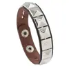 Explosões europeias e americanas rebite quadrado prata casal pulseira fábrica direta liga masculina fivela pulseira de couro