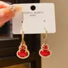 Pendientes Ankela Aguja de Plata Circonita Caballo Rojo para el Año del Caballo, Pendientes de Lujo Ligero de Gama Alta, Elegantes y Modernos Accesorios de Oreja para Mujer
