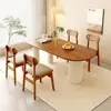 Mesa de comedor ovalada, mesa y sillas de comedor de madera maciza color crema, juego de casa vintage, mesa tipo isla estilo francés para apartamento pequeño, mesa de comedor minimalista