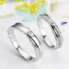 Anillo de Pareja Estilo Coreano Enamorados Anillo de Pareja de Platino Anillo de Diamantes de Oro Blanco de 18K Anillo de Boda Moda para Hombres y Mujeres