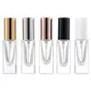 Botella cuadrada de perfume de fondo grueso 5 ml en stock, botella rociadora de perfume de vidrio, botella dispensadora de muestras de perfume