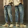Calças Jeans de Primavera e Outono Masculinas Simples Tendência Marca Versátil 2024 Novo Soltas Retas Harem Casuais Longas Calças Masculinas