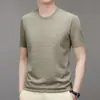 Llegada Nueva Verano 2023 Camiseta de Manga Corta de Burbujas Moda Masculina Camiseta de Cuello Redondo Color Sólido Casual para Hombre
