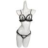Traje de Ropa Interior de Tres Puntos de Perla Sexy Encaje Moño Abierto Ropa Interior Divertida Comercio Exterior Sujetador Caliente