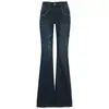 Jeans para Mujer Otoño Nuevo Bordado de Bigotes de Gato Estilo Retro Americano Personalidad No Aprietan las Piernas Elásticos Ajustados Pierna Ancha Largos