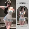 Love Ru Ru Plus Size Gordinha MM Lingerie Erótica Puro Desejo Fantasia de Empregada Renda Role Play Profissional Fácil de Tirar 8083