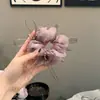 Exquisita Goma para el Cabello con Lazo de Cinta, Goma para el Cabello Ultra-Hada Rosa y Morado con Brote de Flor, Banda Elástica para Recoger el Cabello de Malla, Goma Elástica para el Cabello
