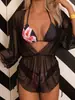 Traje de baño europeo y americano de tres piezas con estampado personalizado para mujer, Moda transfronteriza de Amazon y Aliexpress, Elegante y Sexy