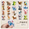 20 Peças de Ímãs de Geladeira Magnéticos Macios de Animais 3D Originais, Ímãs de Bichinhos de Desenho Animado Fofos, Não Infrator, À Prova d'Água, Adesivos Magnéticos Criativos