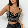 Sujetador Camisola Estilo Chica Caliente Transfronterizo Europeo y Americano con Abalorios y Pedrería, con Almohadillas en el Pecho, Sujetador Corto de Punto Sexy Nuevo con Ballenas