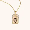 Moda Clásica Versátil Transfronteriza Europea y Americana Colgante Acero Inoxidable Chapado en 18K Goteo de Aceite Diamante Completo Constelación Cuadrado Colorido Collar