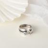 J1019 anillo ligero de plata de ley S925 estilo europeo y americano con textura de origami diseño femenino abierto brillante geométrico para dedo índice