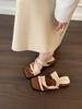 Sandalias de Cuña de Punta Abierta Francesas para Mujer 2025 Nuevas Sandalias de Doble Uso Zapatillas con Estampado de Leopardo para Mujer Verano para Exterior