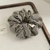 Estilo Coreano Retro Temperamento Tela a Cuadros Plisada Lazo para el Cabello de Intestino Grande Accesorios para el Cabello de Nicho Flor Accesorio de Cola de Caballo de Alta Gama Mujeres