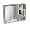 Espejo de baño inteligente, gabinete de espejo de acero al carbono, montado en la pared con luces, espejo de baño, espejo de tocador, almacenamiento, antivaho, estante de almacenamiento