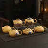 Tetera de Arcilla Morada con Segmento Dorado para Uso Doméstico, Olla Xishi, Olla para Conservar la Salud, Juego de Té Kung Fu Fengming, Tetera que Cambia de Color Sensible al Calor