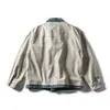 Chaqueta de mezclilla patchwork de dos piezas falsas en bloques de color retro americano Rumeng para hombre, otoño, corte holgado, diseño moderno, chaqueta de trabajo