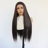 Peluca de encaje frontal 13*4 negro-marrón cabello largo lacio con línea de cabello natural fibra sintética peluca de encaje frontal