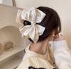 Pinza de pelo satinada con lazo grande negro para princesa pinza de tiburón pequeña de doble cara para mujer accesorios para el cabello al por mayor