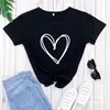 Camiseta Estampada de Amor Corazón Día de San Valentín, Sitio Independiente de Comercio Exterior Camiseta de Comercio Exterior de Manga Corta con Cuello Redondo Europeo y Americano