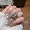 Venta al por mayor del fabricante Xiaohongshu Anillo de Jade de Espuma de Agua Natural con Incrustación de Plata S925, Nuevo Estilo Chino Lujo Ligero Diseño de Moda