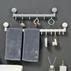Nuevo estante de succión para baño del hogar con ganchos, estante de ganchos móvil, toallero multifuncional