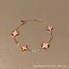 Pulsera de Trébol de Cuatro Hojas de Burro de Cuatro Flores Cinco Flores para Mujer Chapada en Oro Rosa de 18 Quilates Lujo Ligero Rombo Redondo Collar de Nácar Blanco Ins