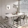 Sala de estar minimalista moderna Apartamento pequeño Mesa y sillas de comedor de pizarra Forma rectangular de onda de agua flotante acrílica