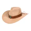 Sombrero de vaquero occidental turquesa tallado, estilo transfronterizo europeo y americano, nuevo sombrero de ala ancha para cuatro estaciones, sombrero de copa de moda, sombrero de jazz de lana