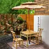Mesas y sillas de aluminio y bambú para exteriores, bambú simulado, adecuadas para barbacoas en el patio, camping, mesas de aluminio y bambú al aire libre, mercados, granjas y sombrillas de paja.