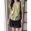 Camisa Geming Estilo Coreano Cuello en V Botones de Concha, Una Pieza al por Mayor, Nueva Moda Otoño para Mujer, Top de Gama Alta Cg043