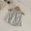 Conjunto de Dos Piezas de Verano Estilo Ins Sencillo a Cuadros sin Mangas + Shorts para Bebés Niñas