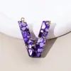 Llavero de 26 Letras Más Vendido por el Fabricante, Piedra Morada, Colgante Pequeño Semiacabado, Resina, Accesorios de Joyería DIY para Mujeres