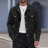Chaqueta casual cruzada de otoño e invierno para hombre, estilo europeo y americano, con solapa, de un solo botón, color liso, doble bolsillo, ajustada