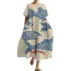 Amazon Transfronterizo 2026 Verano Nuevo Talla Europea Mujer Holgado Cuello Redondo Moderno Gama Alta Manga Corta Vestido Estampado