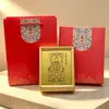 Peça de exibição em folha de ouro 999 de bênção taoísta, decoração de mesa San Qing Tai Yi Tian Zun, presente de feriado e empresarial