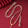 Colar com cordão de corda de algodão trançada à mão estilo Xizang, cordão para pendurar amuleto budista thangka, acessório de borla estilo antigo