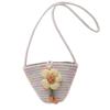 Bolso mini tipo cubo tejido de algodón de verano, moderno, con flores, bandolera de hombro para mujer, bolso de paja para vacaciones en la playa.