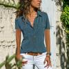 2026Ebay Aliexpress Wish Amazon Europeo y Americano Verano y Otoño Nuevas Camisas de Mujer con Solapa Camisas de Manga Corta para Mujer