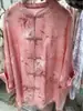Blusas Estampadas de Viscose da Moda, Novas Camisas Estilo Chinês, Blusas Estilo Chinês, Atacado de Roupas de Exterior, Rosa, Tamanho Único, Verde