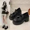 Sapatos Mary Jane Retro com Fivela, Solado Grosso e Confortáveis, Femininos 2026 Outono, Tira Única, Salto Alto, Aumentadores de Altura, Sapatos Pequenos de Couro, Sapatos Únicos