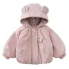 Ropa de Algodón para Niñas Otoño/Invierno 2026 Estilo Nuevo Chaqueta de Algodón Gruesa con Capucha Ropa Exterior para Niños Pequeños Forrada de Felpa Top Cálido para Bebé de Moda