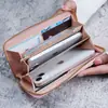 Nuevo Billetera Larga con Doble Cremallera 2025 Moda Europea y Americana para Mujer Bolso de Mano Bordado Billetera Multifuncional Bolso para Teléfono Móvil